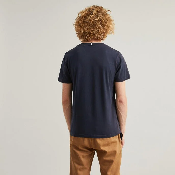 Faguo Arcy Surf - Embroidered Navy T-shirt in recycled cotton