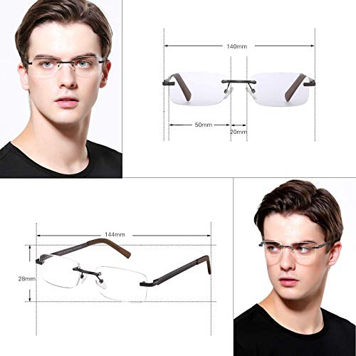 FEIVSN 3 Pack Rimless Reading Glasses for Men Blue Light Blocking Readers Spring Hinge Metal Arms Sturdy Stylish Computer Glasses +3.0 - Image 3