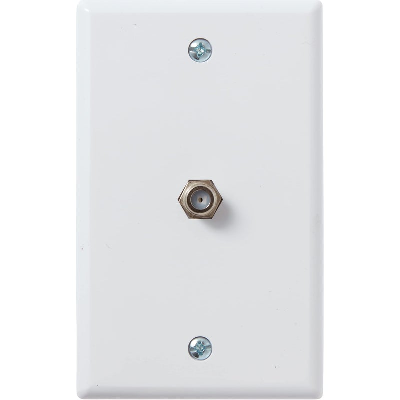 Newhouse Hardware 1Port TV Cable Wall Plate F Connector for Coax Cable Single Gang Video Wall Jack 1Pack White TVPWH01