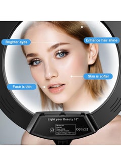 XIPH 18-Inch Dimmable Ring Light with 3 Phone Holders for Photography, YouTube, and Makeup Lighting  - Image 4