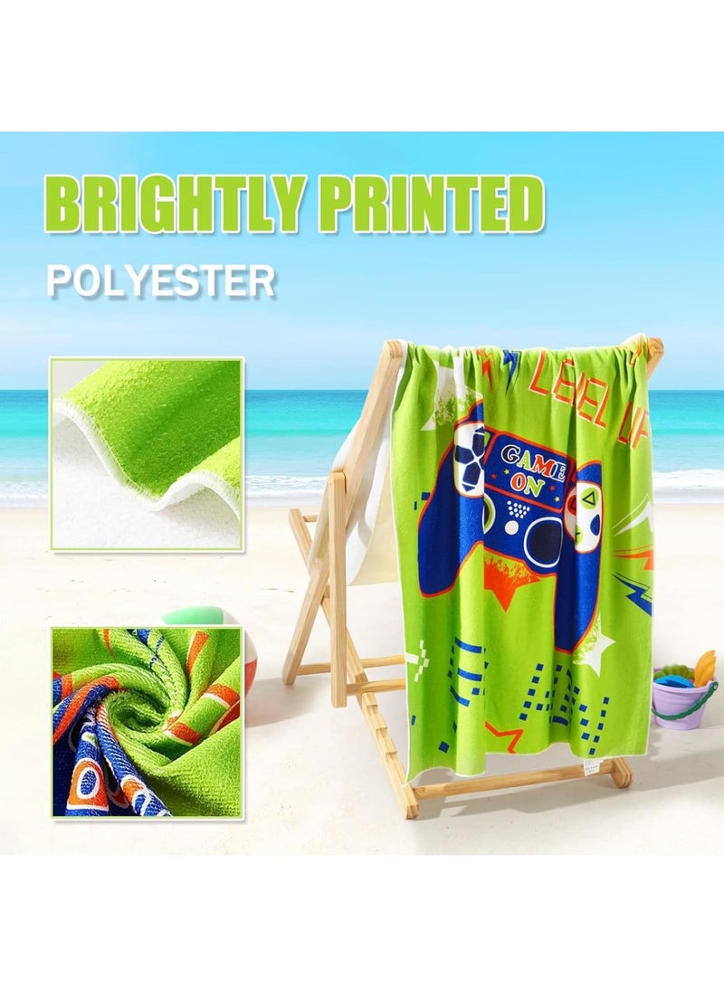 Barakah منشفة شاطئ للأطفال، منشفة استحمام خفيفة الوزن سريعة الجفاف للأولاد والبنات والبالغين، منشفة حمام كبيرة ماصة ناعمة، بطانية سفر مثالية للشاطئ والسباحة والتخييم والاستحمام، 70 × 140 سم باللون الأخضر - Image 4