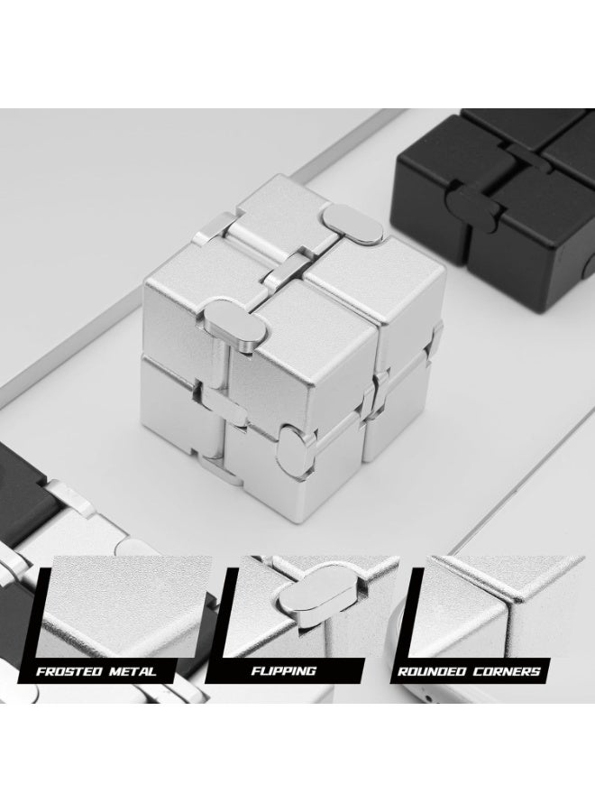 Silver Infinity Cube, Kids Fidget Toy, Fidget Toys Adults Anxiety, Fidget Toys for Teens, Cool Metal Anxiety Toys for Adults (Silver) - Image 5