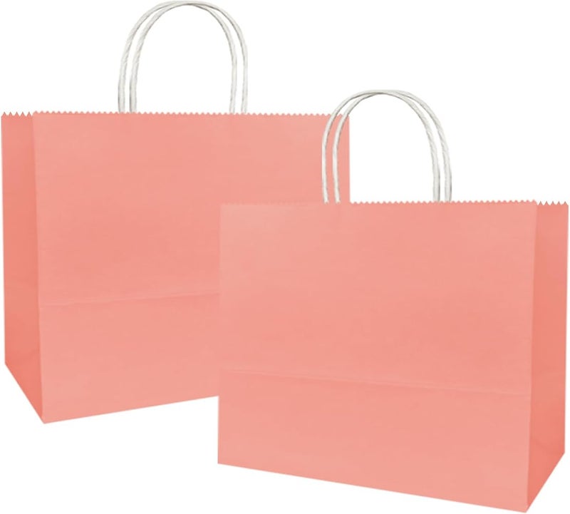 Weifeng 50pcs Paper Bags with Twist Handles, Pink Party Gift Bags - Image 1