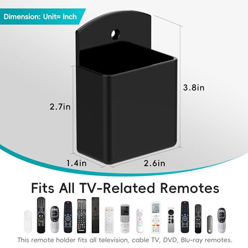 DRQ 2pc Adhesive Remote Control Holder, Wall Mount TV Controller Holder, TV Remote Organizer, Wall Pen Holder Desk Accessories Storage for Home Office School, Black - Image 3