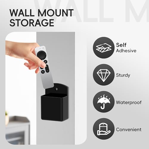 DRQ 2pc Adhesive Remote Control Holder, Wall Mount TV Controller Holder, TV Remote Organizer, Wall Pen Holder Desk Accessories Storage for Home Office School, Black - Image 4