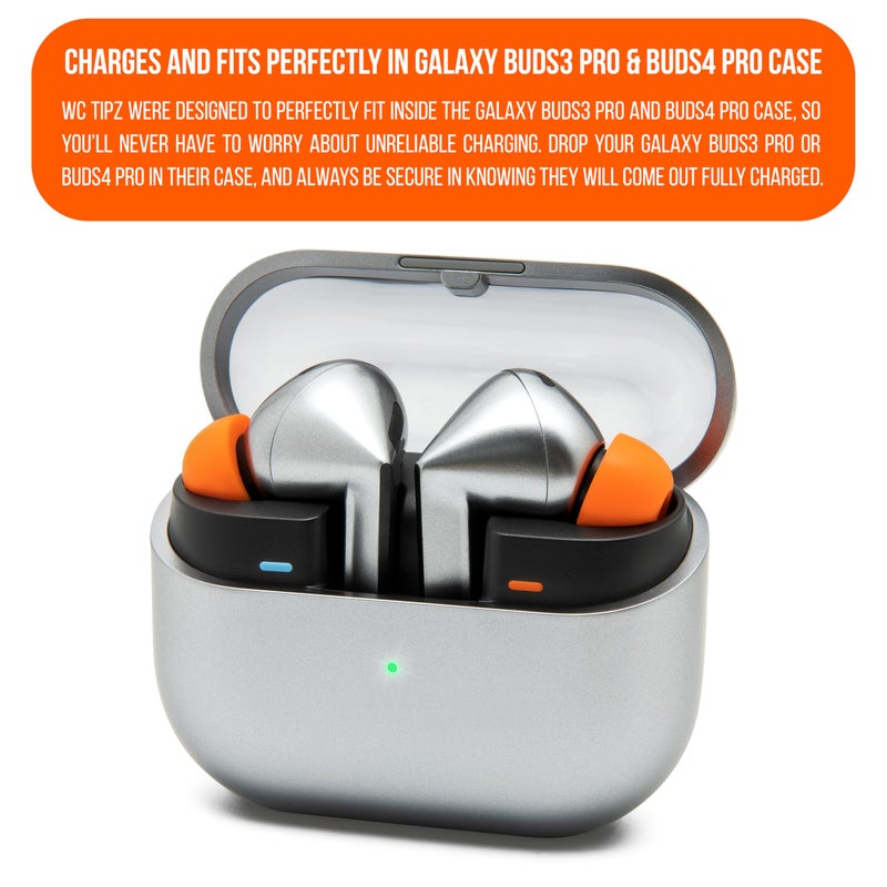 WC TipZ Galaxy â€“ Memory Foam Ear Tips Compatible with Samsung Galaxy Buds Pro 3 & Pro 4 by Wicked Cushions | Improved Comfort, Tighter Seal & Better Foam Rebound Time | Orange - Image 5