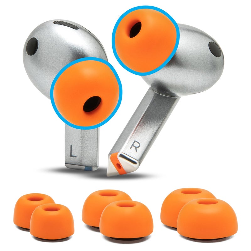 WC TipZ Galaxy â€“ Memory Foam Ear Tips Compatible with Samsung Galaxy Buds Pro 3 & Pro 4 by Wicked Cushions | Improved Comfort, Tighter Seal & Better Foam Rebound Time | Orange - Image 1