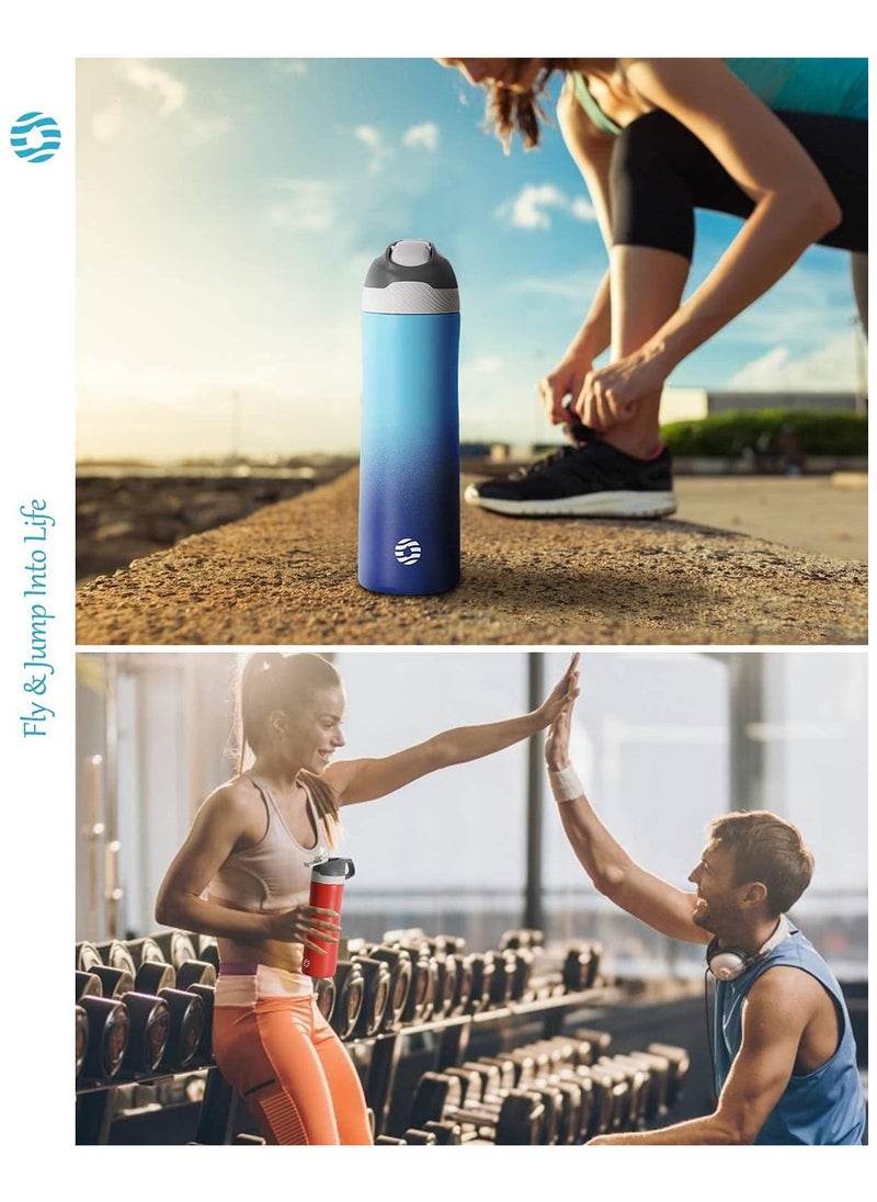 FjBottle - Insulated Stainless Steel Water Bottles With Straw Lid 20Oz,Double Wall Vacuum Sports Thermos Kids Bottle Leak Proof Bpa Free Keeps Hot And Cold Drinks Flask For Travel Hiking Camping Yoga - Image 1