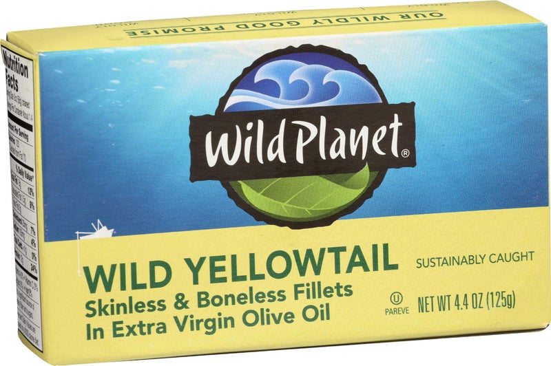 Wild Planet Wild Yellowtail Fillets in Organic Extra Virgin Olive Oil, Skinless & Boneless, Tinned Fish, Sustainably Wild-Caught, Non-GMO, Kosher, Gluten Free, Keto and Paleo, 4.4 Ounce Single Unit - Image 1