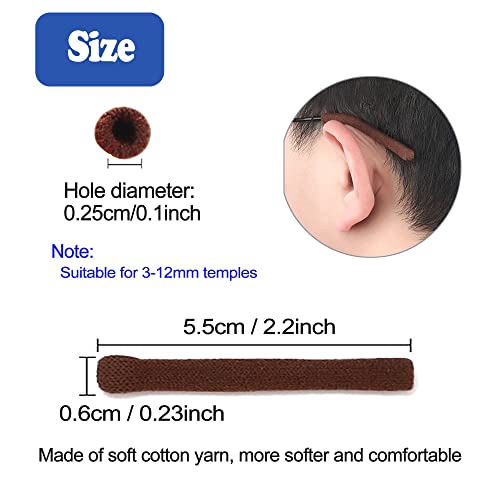 Omnful Upgrade Soft Knitting Cotton Fabric Eyeglasses Temple Tips Sleeve Retainer, Anti-Slip Elastic Comfort Glasses Ear Cushions, Glasses Ear Grips for Sunglass Eyewear, Eyeglasses Ear Cushion(2pairs Brown) - Image 2