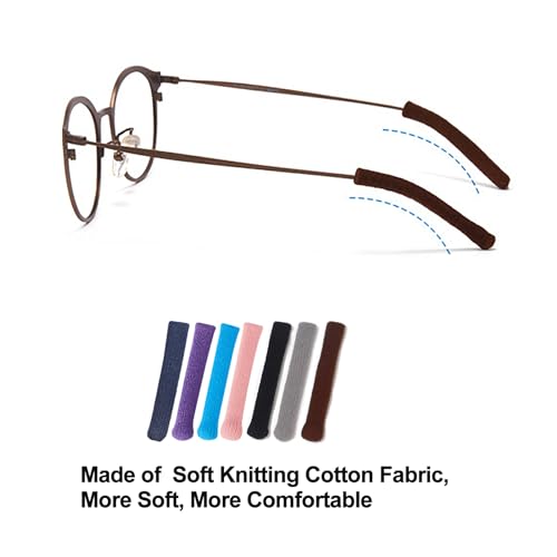 Omnful Upgrade Soft Knitting Cotton Fabric Eyeglasses Temple Tips Sleeve Retainer, Anti-Slip Elastic Comfort Glasses Ear Cushions, Glasses Ear Grips for Sunglass Eyewear, Eyeglasses Ear Cushion(2pairs Brown) - Image 5