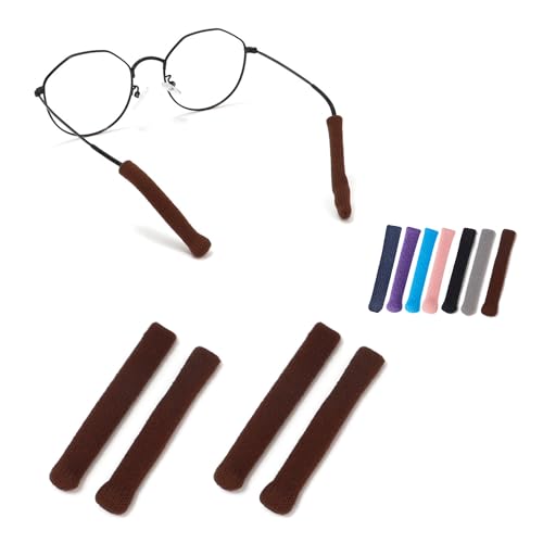 Omnful Upgrade Soft Knitting Cotton Fabric Eyeglasses Temple Tips Sleeve Retainer, Anti-Slip Elastic Comfort Glasses Ear Cushions, Glasses Ear Grips for Sunglass Eyewear, Eyeglasses Ear Cushion(2pairs Brown) - Image 1
