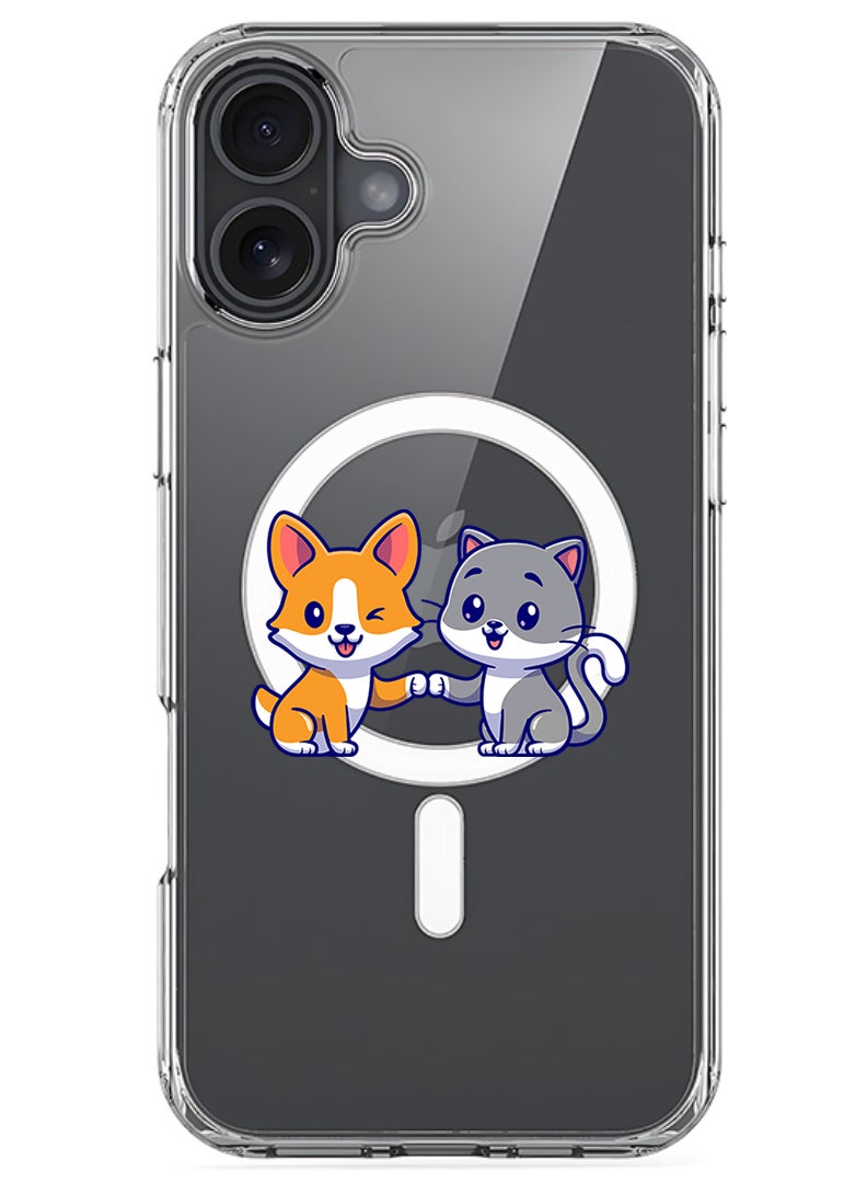 Theodor Magnetic Case for Apple iPhone 17 Compatible with MagSafe Wireless Charging, Shockproof Phone Bumper Cover - Cat and dog friendship - Image 1