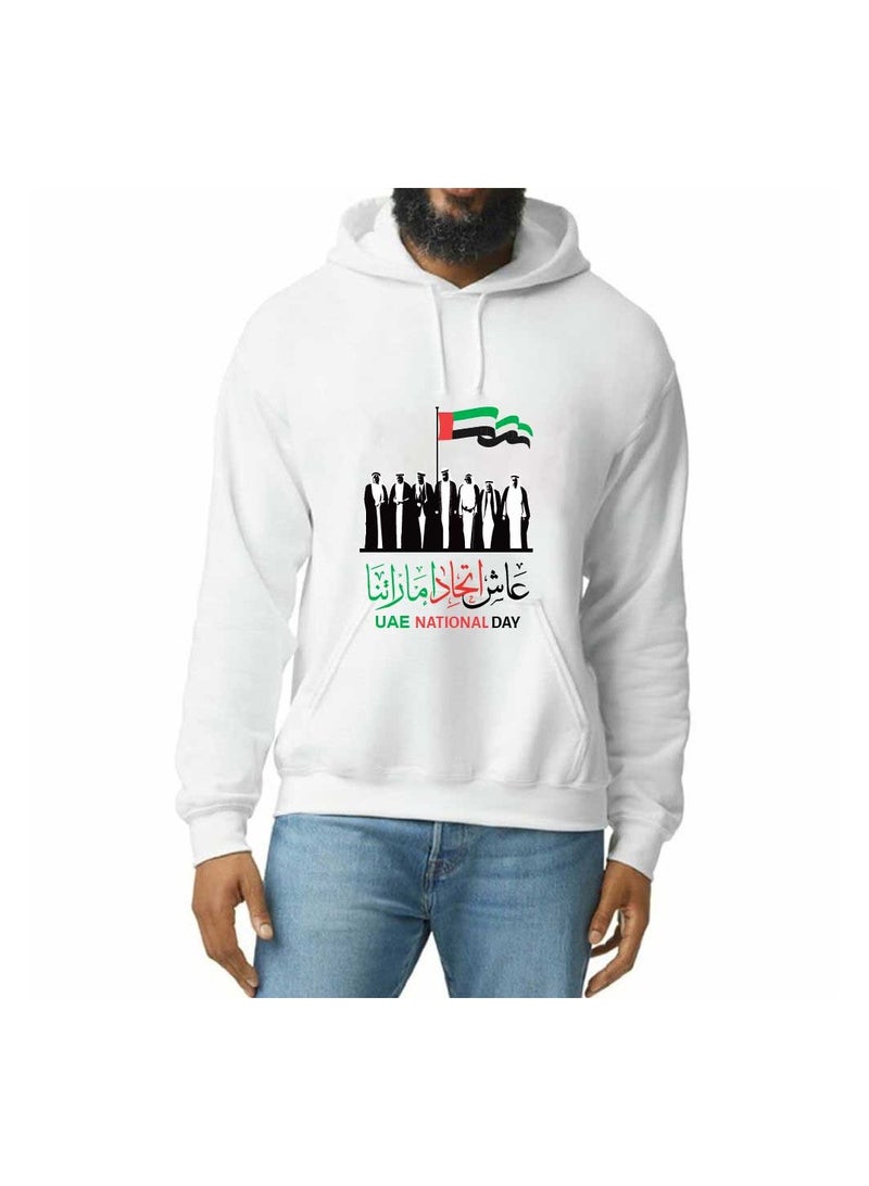 National Day Hoodie for Both Men and Women - Soft Cotton Pullover with UAE Themed Design - Long Sleeve with Drawstring - Ideal for Casual Wear, National Day Events - Image 1
