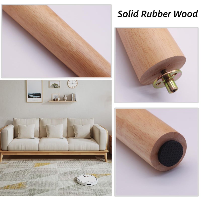 WEICHUAN Solid Rubber Wood Replacement Sofa Couch Chair Ottoman Loveseat Coffee Table Cabinet Furniture Wood Legs(6" Slant Set of 4) - Image 3