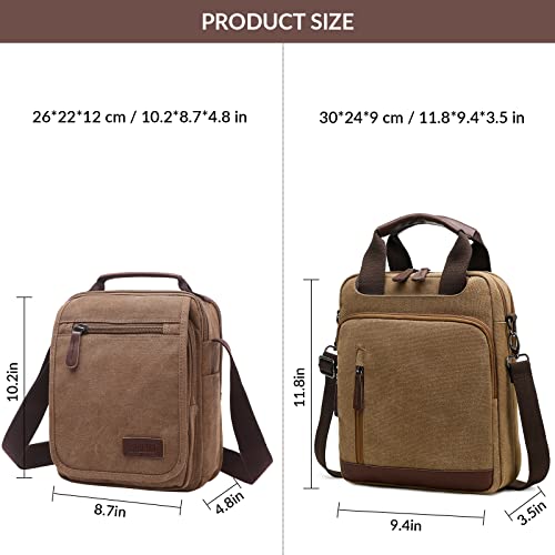 mygreen Mens Crossbody Bag, Man Purse Side Bag over the Shoulder Bag for Men Women Small Canvas Messenger Bag for Phone Passport Coffee - Image 2