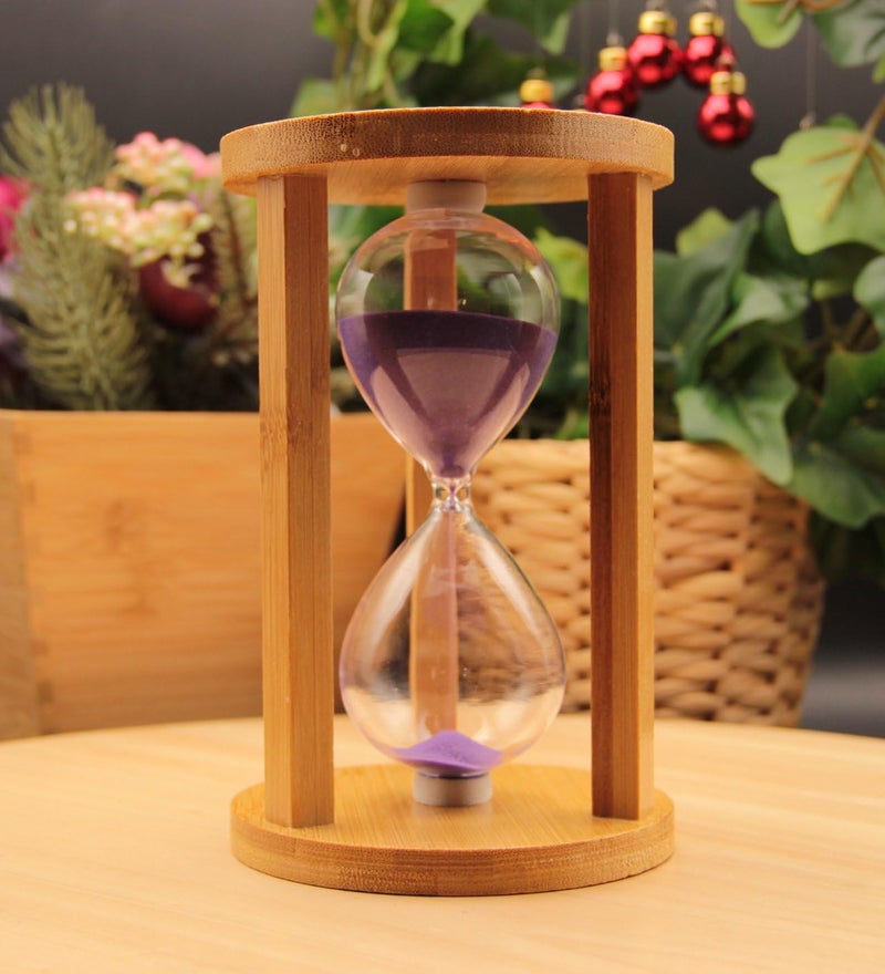 BOTIST 15 Hourglass Timer Transparent Hourglass Sand timers for classrooms Home Decor Countdown Clock Sand Glass Reminder Office Decor Kid Clock Desktop Frame Pink Child Wood Pack of 1