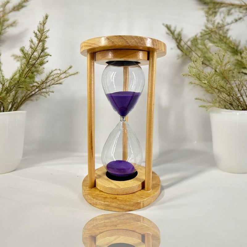 BOTIST 15 Hourglass Timer Transparent Hourglass Sand timers for classrooms Home Decor Countdown Clock Sand Glass Reminder Office Decor Kid Clock Desktop Frame Pink Child Wood Pack of 1