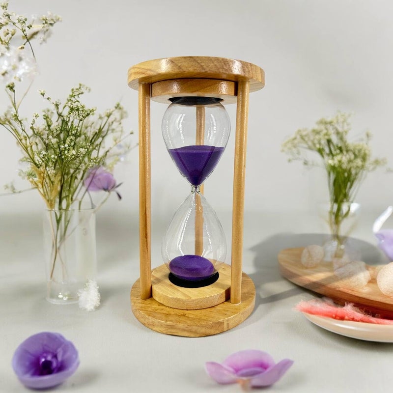 BOTIST 15 Hourglass Timer Transparent Hourglass Sand timers for classrooms Home Decor Countdown Clock Sand Glass Reminder Office Decor Kid Clock Desktop Frame Pink Child Wood Pack of 1