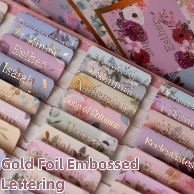 UPAFEXXI-Laminated Bible Tabs for Women and Men (Gold Foil Embossed Lettering) Reposition Large Print tabs, Easy to Read and Apply, 80 Bible Chapters Labels for Easy Navigation (Multicolored) - Image 3