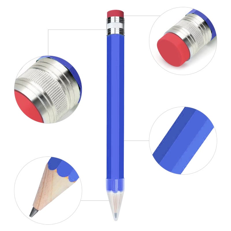 BUSHIBU Giant Pencils for Prop/Gifts/Decor - 14 Inch Jumbo Wooden Big Novelty Pencil with Cap for Schools and Homes (Blue) - Image 4