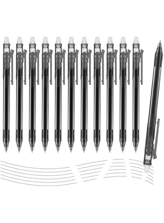Pelican 12 Pack Fine Point Retractable Erasable Gel Ink Pens with Comfort Grip, Black Ink for Drawing, Writing, Planners, and Crossword Puzzles. Make Errors Disappear Easily!  - Image 1