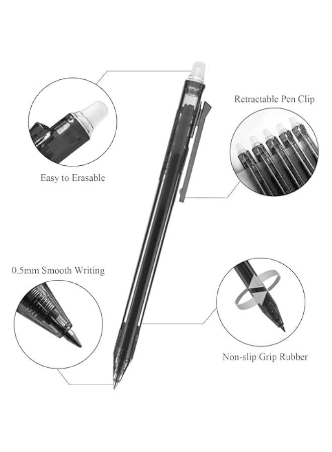 Pelican 12 Pack Fine Point Retractable Erasable Gel Ink Pens with Comfort Grip, Black Ink for Drawing, Writing, Planners, and Crossword Puzzles. Make Errors Disappear Easily!  - Image 4