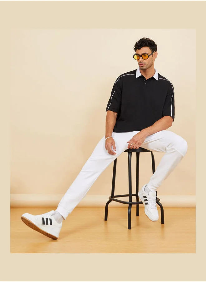 Styli Pique Slim Fit Jogger with Zip Pocket Detail