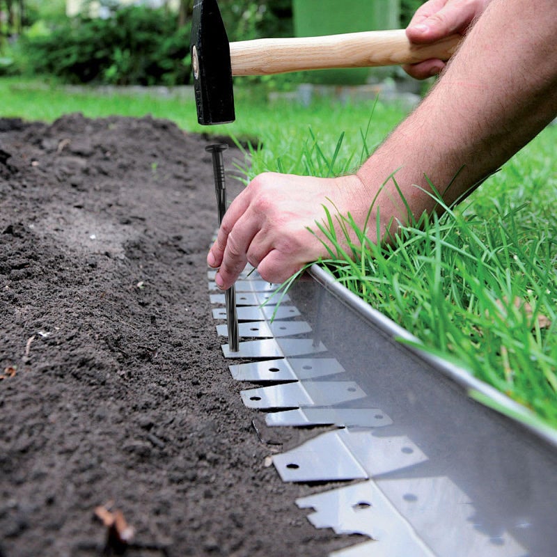 DharBnt 100Pcs 8-Inch Plastic Landscape Edging Spikes, Spiral Anchoring Nails for Weed Barrier, Paver Edging, Landscape Edging, Artificial Turf, Grass Pathways, and More - Image 4