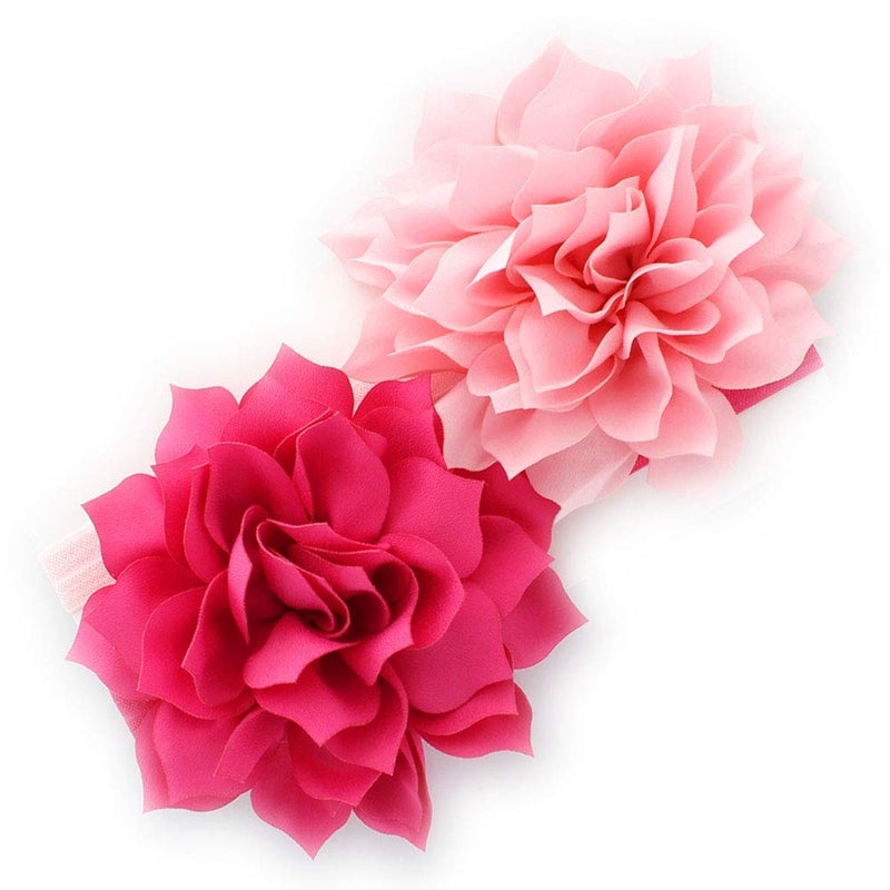 My Lello Petal Flower Headbands Girls Toddler Mixed Colors 2-Pack (Shocking Pink/Light Pink) - Image 1