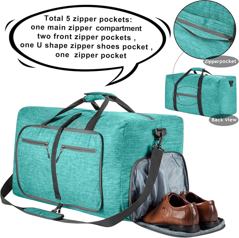 Vomgomfom Travel Duffle Bag for Men, 65L Foldable Travel Duffel Bag with Shoes Compartment Overnight Bag for Men Women Waterproof & Tear Resistant - Image 3