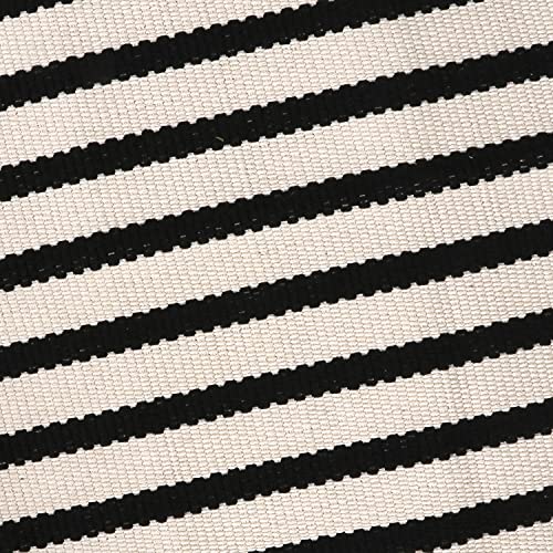 LEEVAN Black and White Striped Outdoor Area Rug 4x6 ft Patio Rugs Washable Woven Cotton Boho Living Room Rug Farmhouse Collection Large Floor Carpet for Courtyard/Bedroom - Image 5
