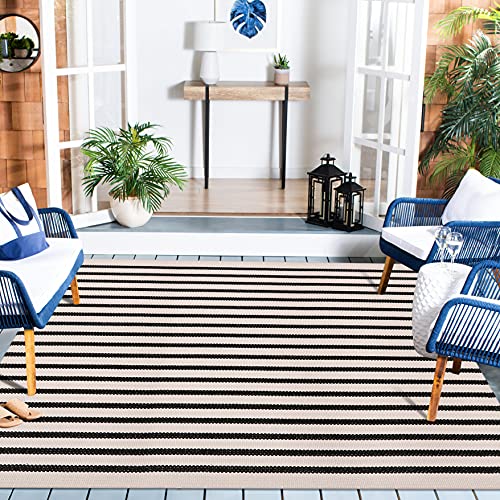 LEEVAN Black and White Striped Outdoor Area Rug 4x6 ft Patio Rugs Washable Woven Cotton Boho Living Room Rug Farmhouse Collection Large Floor Carpet for Courtyard/Bedroom - Image 2