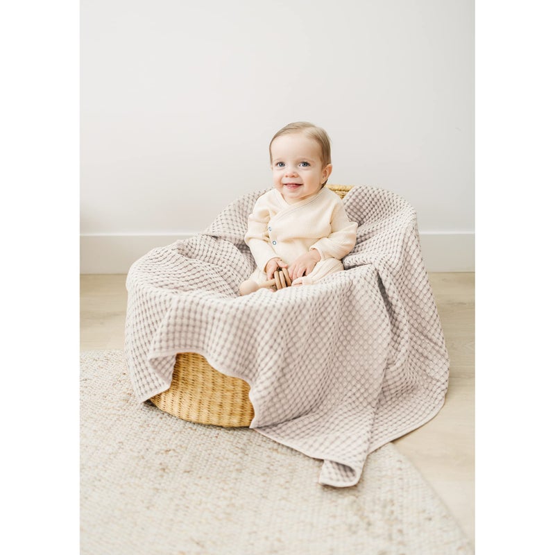 Konssy Waffle Baby Blanket - Soft & Cozy Nursery Swaddle Blanket, Lightweight Toddler Throw for Boys & Girls, Ideal for Wrapping (Oat) - Image 5