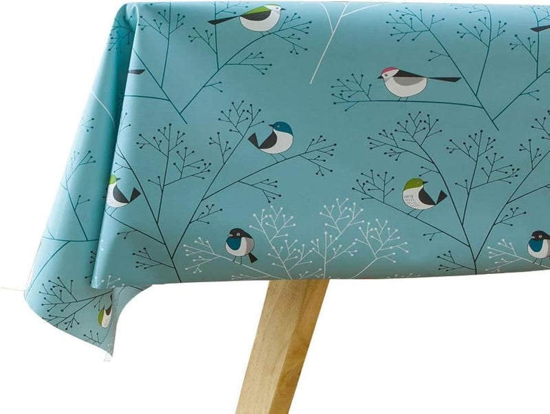 TruDelve Heavy Duty Vinyl Tablecloth with Flannel Backing Plastic Tablecloths for Rectangle Tables Oilcloth Waterproof Outdoor Tablecloth 72 x 54 Birds2