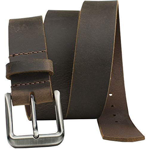Nickel Smart Roan Mountain Brown Leather Belt - Distressed 32" - Image 1
