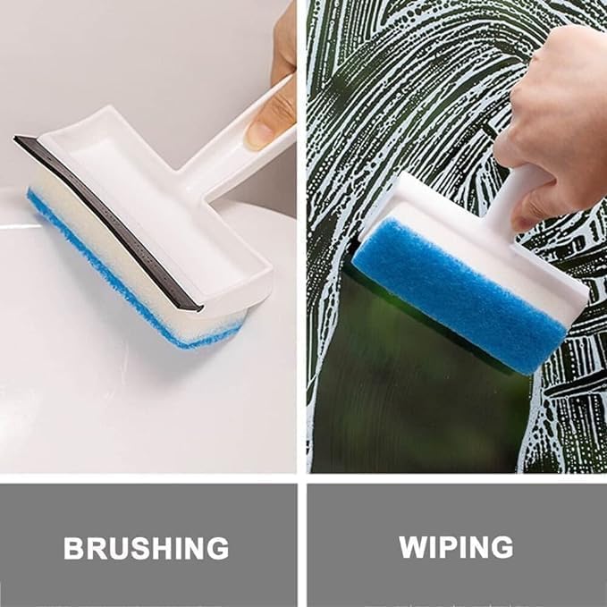 AVDIP AVDIP Glass Cleaning Tools 2 in 1 Glass Wiper Cleaning Brush Mirror Grout Tile Cleaner Washing Pot Brush Double-Sided Glass Wipe Bathroom Wiper Window Glass Wiper (Multicolor) (Pack of 1)  - Image 4