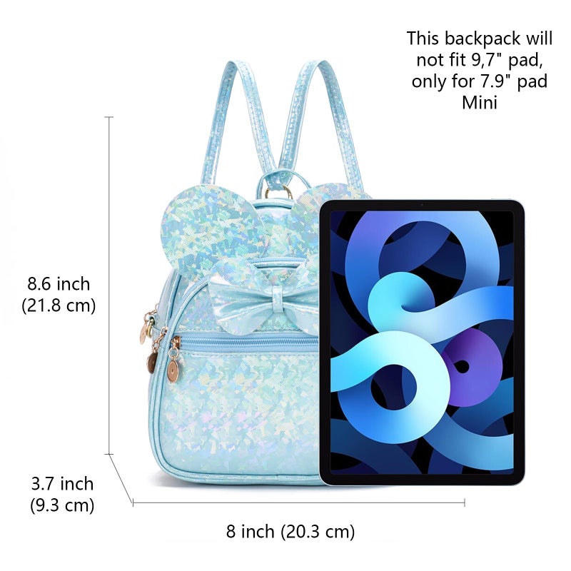 KL928 Girls Bowknot Polka Dot Cute Mini Backpack Small Daypacks Convertible Shoulder Bag Purse for Women (Shiny Blue) - Image 2