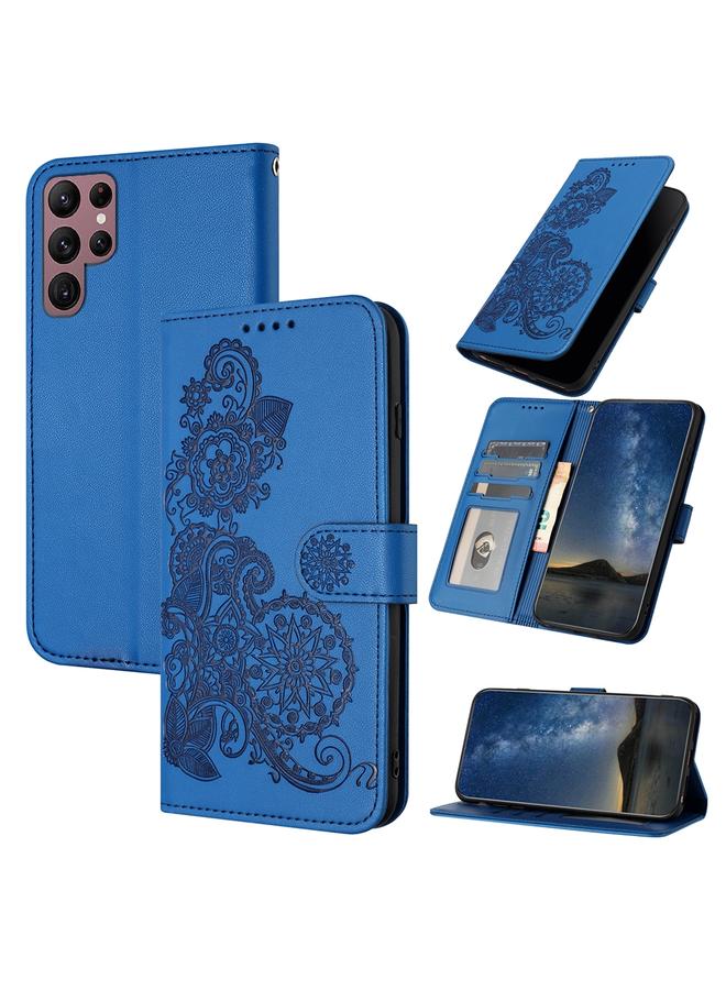S-TOP Case For Samsung Galaxy S22 Ultra Datura Flower Embossed Flip Leather Phone Case - Image 1