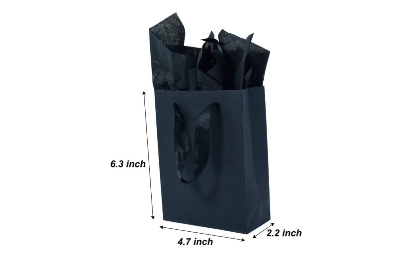 Juneshe Small Gift Bags With Handles & Tissue Paper 4 Pack Mini White & Black Gift Bags  Extra Small White Paper Bags  Tiny Gift Wrap - Image 2