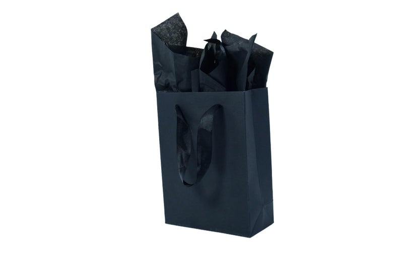 Juneshe Small Gift Bags With Handles & Tissue Paper 4 Pack Mini White & Black Gift Bags  Extra Small White Paper Bags  Tiny Gift Wrap - Image 1
