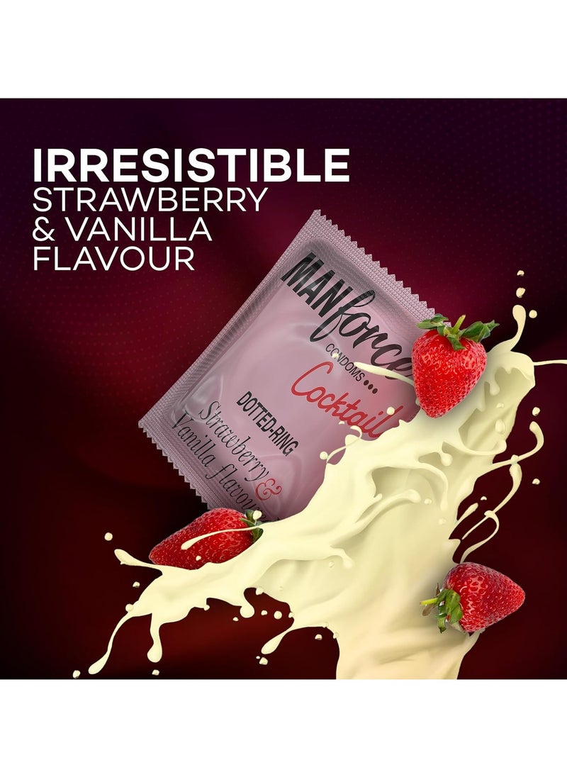 Manforce Pack of 2 Boxes Cocktail Strawberry & Vanilla Flavoured Condoms for Men with Dotted Rings 10S x 2  - Image 4