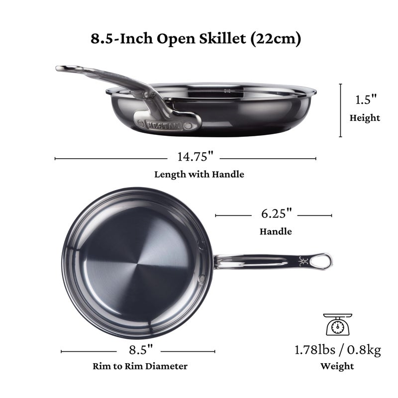 Hestan - NanoBond Collection - Titanium Stainless Steel 8.5-Inch Frying Pan - Toxin, PFAS, & Chemical Free Clean Cookware, Induction Cooktop Compatible - Image 3