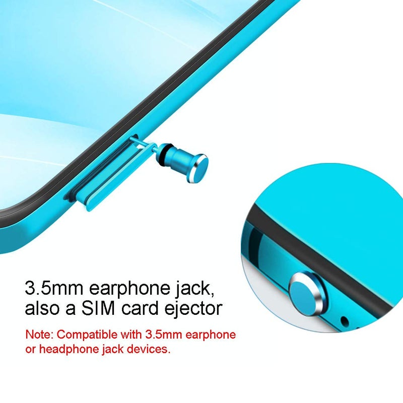 Careflection غطاء USB C واقي من الغبار، غطاء منفذ شحن نوع C وغطاء جاك سماعة الهاتف، واقي من الأوساخ، متوافق مع سامسونج جالاكسي بيكسل ون بلس لابتوب ماك بوك برو أجهزة أندرويد أزرق 2 حزمة - Image 4