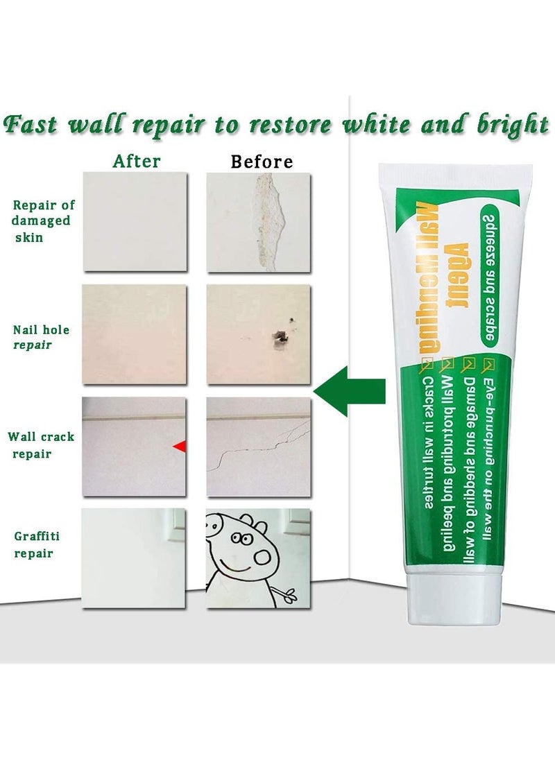Meishida Wall Mending Agent Wall Repair Paste Kit: Drywall Repair Putty, Safe Wall Repairing Ointment，Wall Crack Repair Cream with Scraper, for Wall Wood Plaster Surface Repair, Easy to Fill (100g x2 Sets)  - Image 2