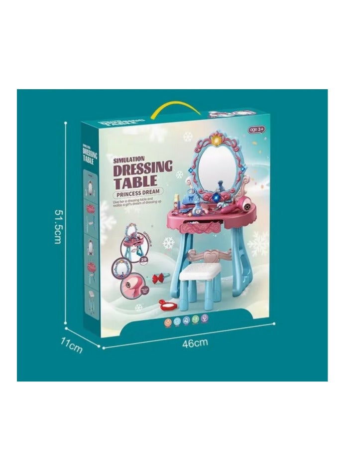 Deluxe Sensor Toy Girls Plastic Toys Dressing Table Cosmetic Toy Set Make up Table Music Induction with Light with Chair Kids Makeup Toy  - Image 2