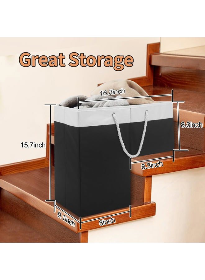 slcinwzdt Stair Basket for Stairs with Handle, Staircase Baskets for Carpeted and Wooden Stairs,16" Step Storage Basket for Toys, Clothes, Books, Tools, with Hard Board, Anti-slip (Black&White, 1 pack) - Image 5