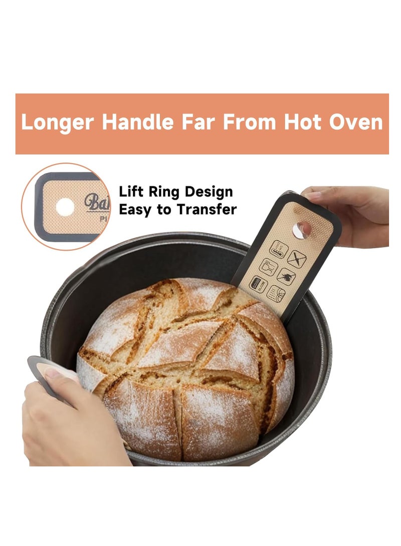 يلا جوي 2 عبوة حمالة خبز سيليكون لبطانة الفرن، حصيرة خبز سيليكون غير لاصقة وسهلة التنظيف وقابلة لإعادة الاستخدام مع مقابض طويلة، سهلة لنقل الخبز المخمر (رمادي) - Image 2