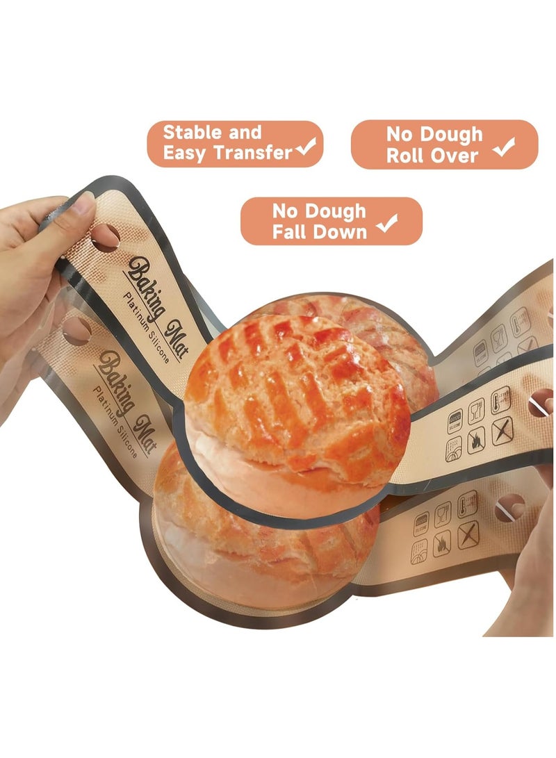 يلا جوي 2 عبوة حمالة خبز سيليكون لبطانة الفرن، حصيرة خبز سيليكون غير لاصقة وسهلة التنظيف وقابلة لإعادة الاستخدام مع مقابض طويلة، سهلة لنقل الخبز المخمر (رمادي) - Image 3