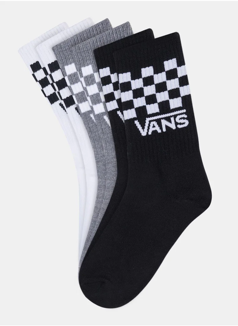 VANS Kids' Checkerboard Crew Socks - 3 Pack (Younger Kids)
